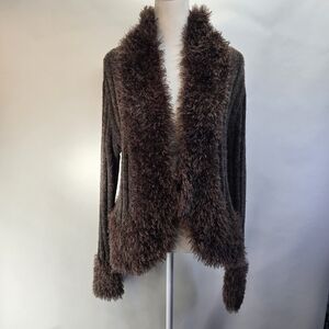 Pretty Angel Chocolate Fuzzy Cardigan. Size Medium
